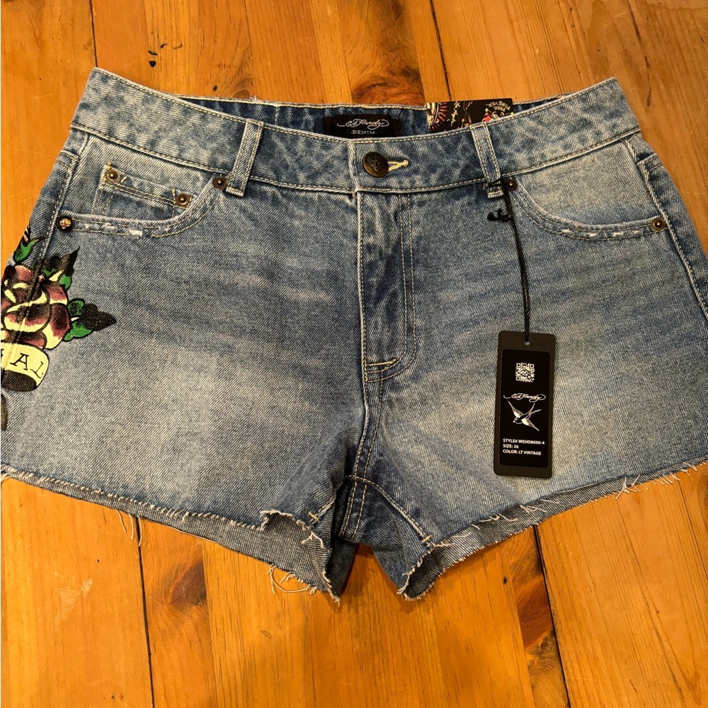 Ed Hardy Love Eternal Denim Shorts